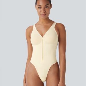 NWT Halara seamless flow zipper tummy control sculpting shapewear bodysuit sz xl